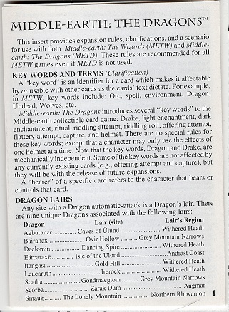 Rules Insert Sheet - The Dragons - Click Image to Close